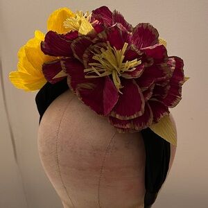 Bespoke Burgundy and Yellow Floral Headband